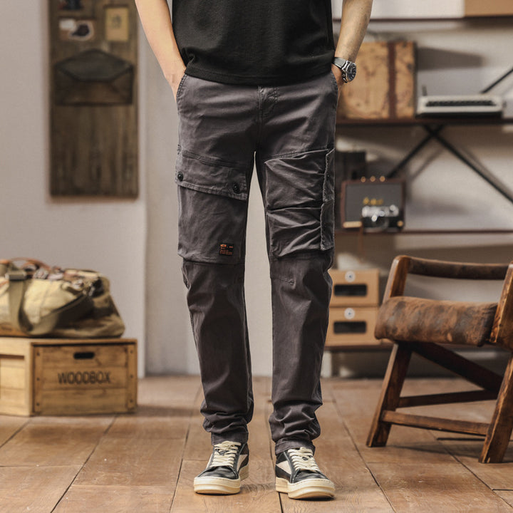 Herren Robuste Canvas-Cargo-Hose mit elastischem Bund, Kniepaneelen und Klappfächern Drune