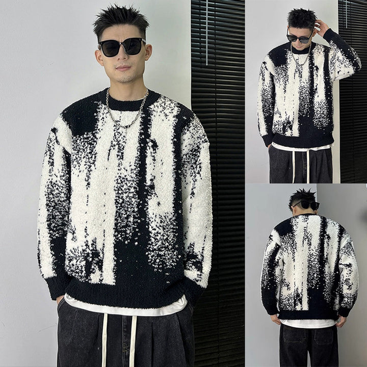 Herren Modischer Grobstrickpullover mit grafischem Muster Drune