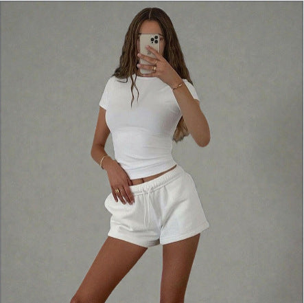 Damen Figurbetontes Kurzarm-T-Shirt mit hochqualitativem Stretch-Material Drune