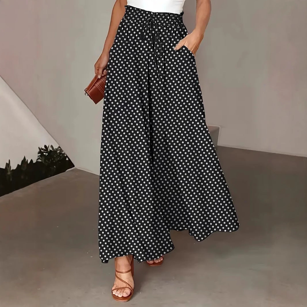 Damen Weit geschnittene Sommerhose mit Punkte-Design Drune