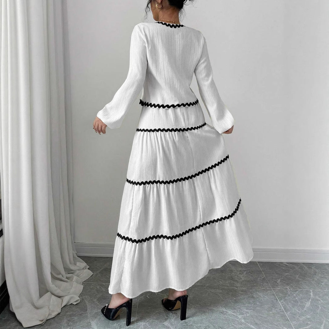 Damen Maxikleid mit Rüschen und Schnürung Drune