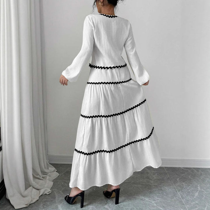 Damen Maxikleid mit Rüschen und Schnürung Drune