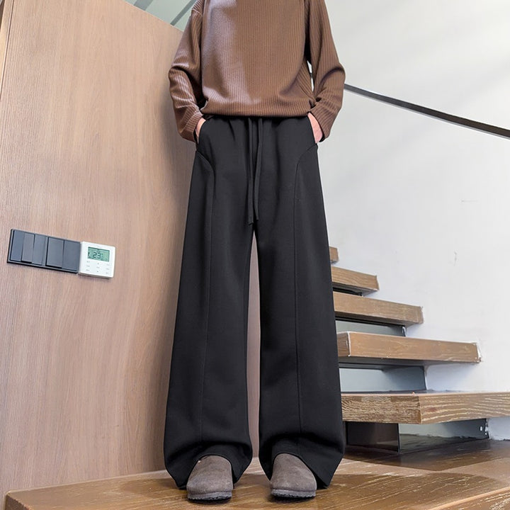 Herren Locker geschnittene Tech-Freizeithose mit elastischem Bund, Kordelzug & Bügelfalte Drune