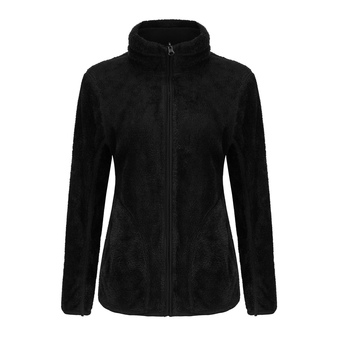 Damen nan kuschelige Fleecejacke mit hohem Stehkragen, durchgehendem Reißverschluss und figurformenden Nähten Drune