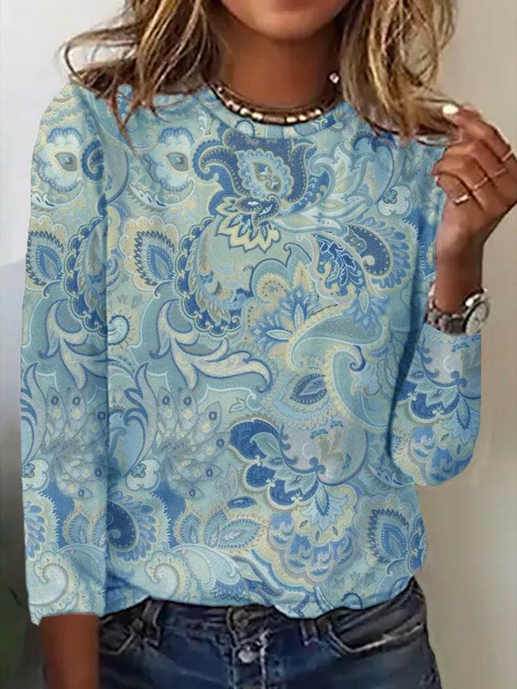Damen Langärmeliges Oversize-Sweatshirt mit abstraktem Aquarell-Mosaikprint Drune