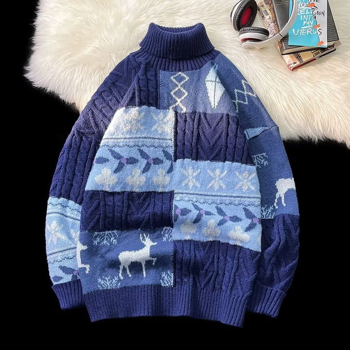 Damen Strickpullover mit modischem Zopfmuster und hohem Kragen Drune