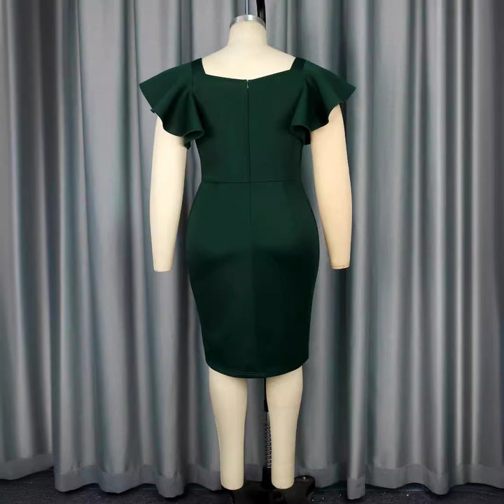 Damen figurbetontes Kleid mit großem Schleifenakzent und seitlichem Schlitz Drune