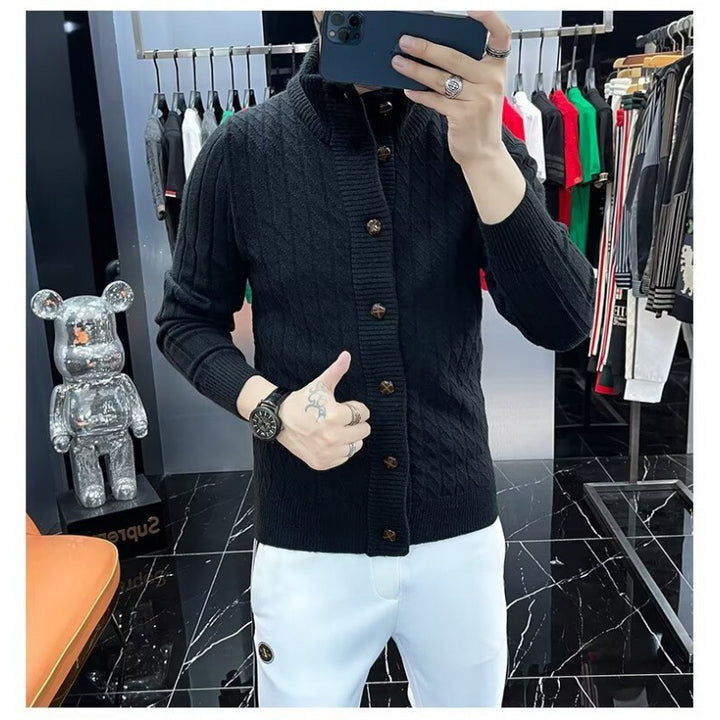 Herren Strickjacke mit strukturiertem Design und Knopfleiste Drune