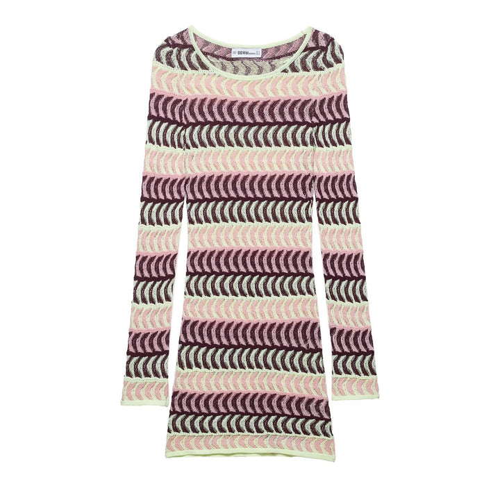 Damen Strickkleid mit einzigartigem geometrischem Muster Drune