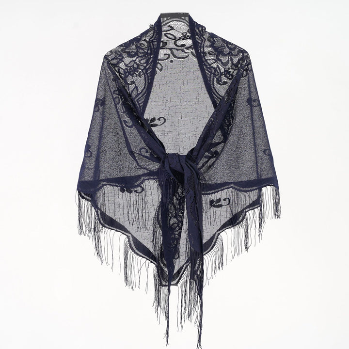 Damen Eleganter Chiffon-Schal mit kunstvollen Fransen Drune