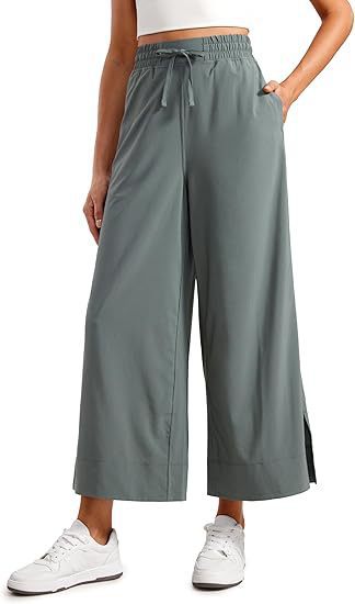 Damen nan weite Culotte-Hose mit elastischem Bund, Tunnelzug und seitlichen Schlitzen Drune