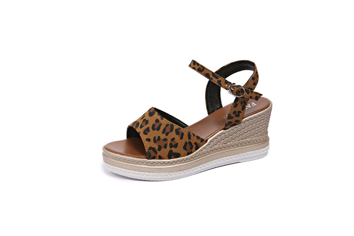 Damen  Espadrille-Keilpantoletten mit geflochtenem Bastplateau und verstellbarem Knöchelriemen Drune