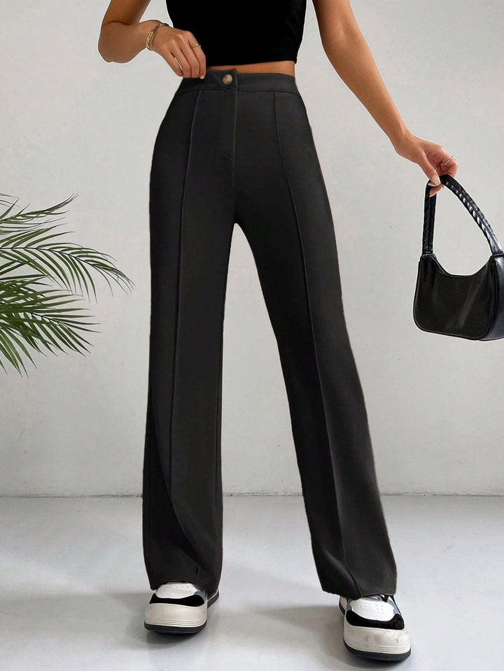 Damen Elegante High-Waist Hose mit seitlichen Nähten und schmalem Schnitt Drune