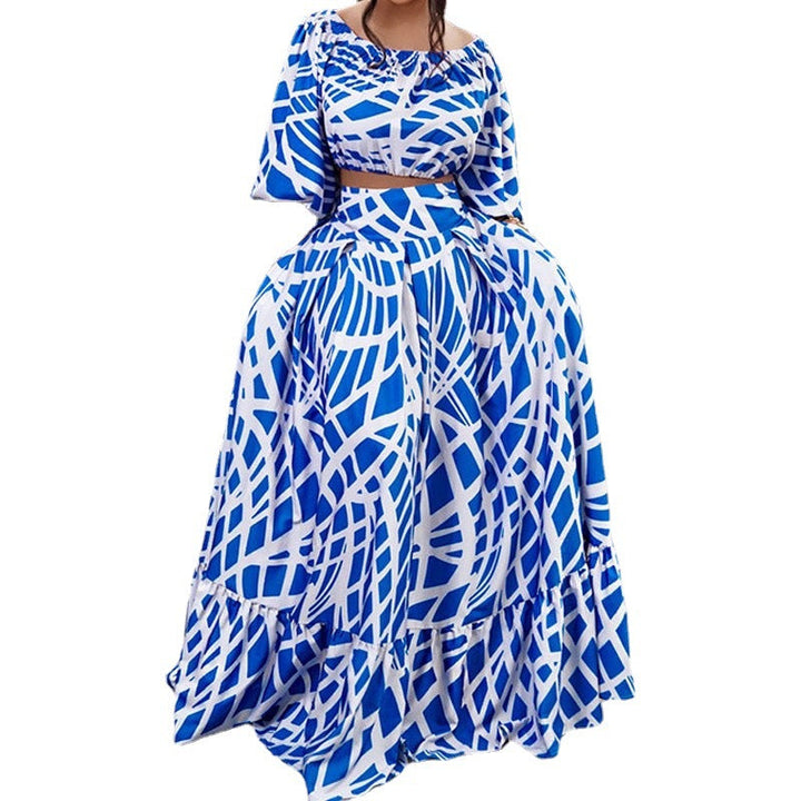 Damen Maxikleid mit überschnittenen Ärmeln und weitem Rock Drune