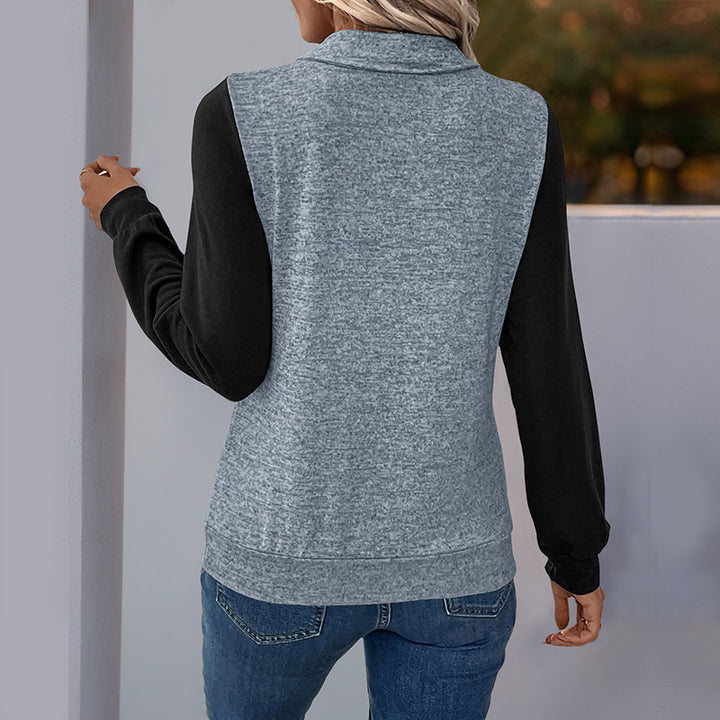 Damen Lässiger Longsleeve Pullover mit Knopfleiste Drune