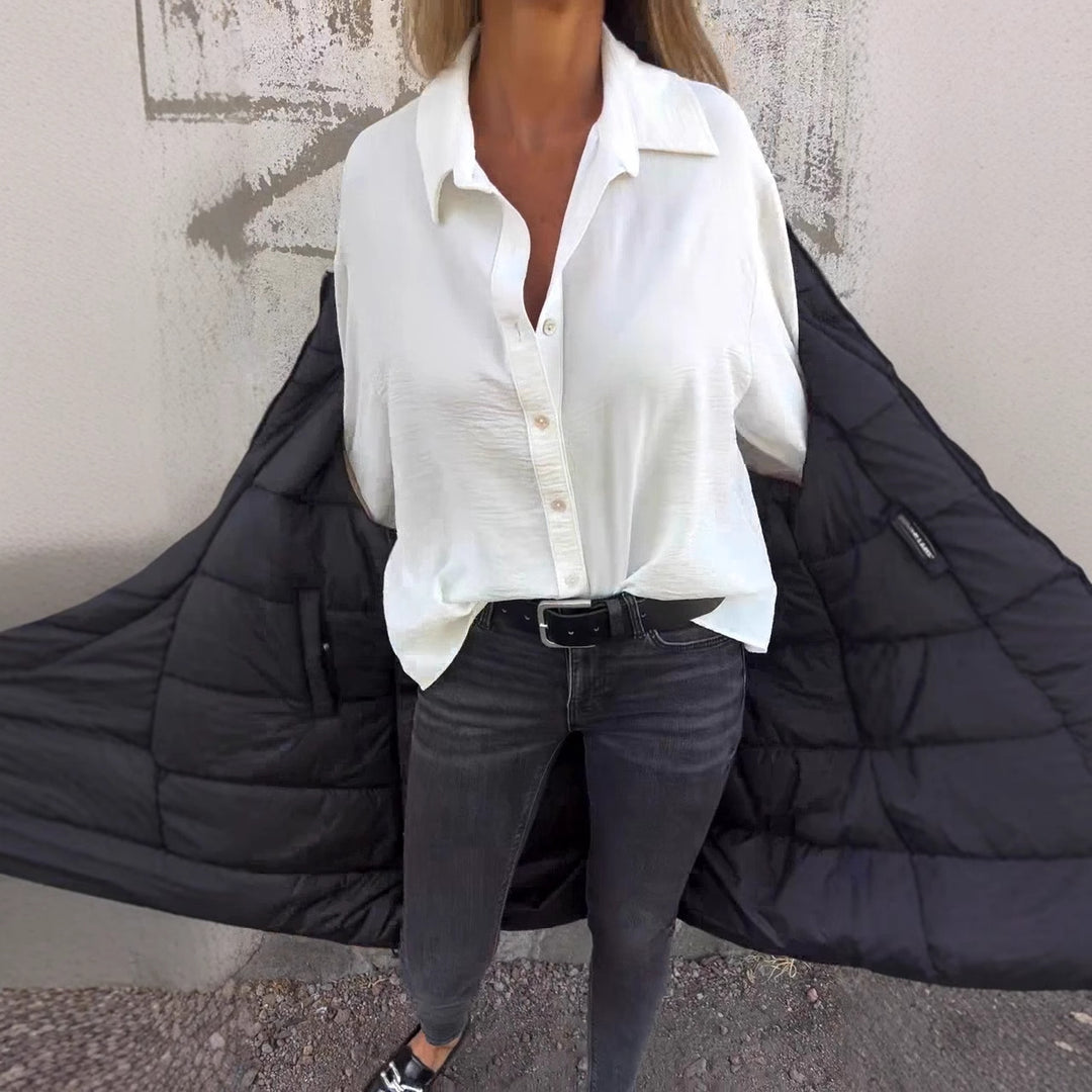 Damen lässige Hemdbluse mit Volantärmeln Drune