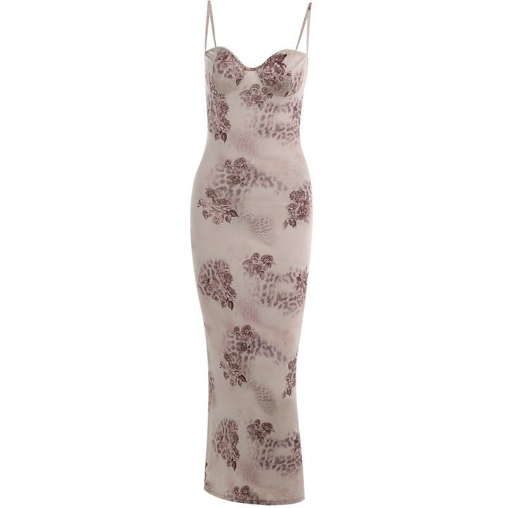 Damen Figurumspielendes langes Kleid mit floralem Spitzenoberteil Drune