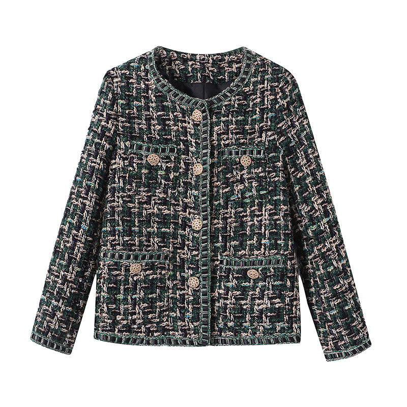 Damen Elegante Bouclé-Jacke mit dekorativen Knöpfen Drune