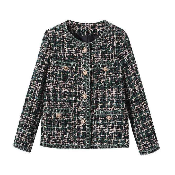 Damen Elegante Bouclé-Jacke mit dekorativen Knöpfen Drune