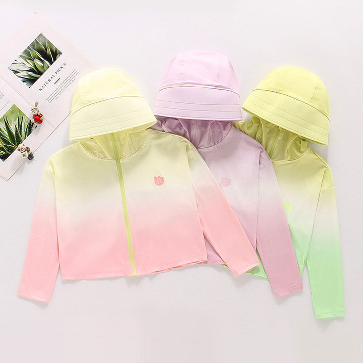 Damen nan ultraleichte Sonnenschutz-Hoodie mit Ombre-Verlauf und kurzem Schnitt Drune