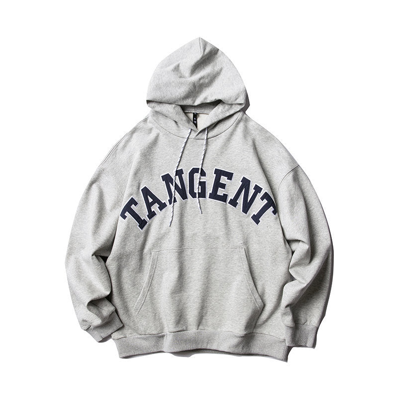 Unisex Oversize-Kapuzenpullover im Collegiate‑Look mit Kängurutasche und Kontrastkordel Drune