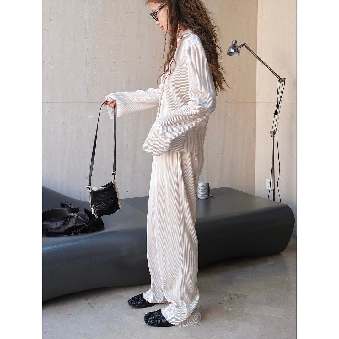 Damen Weite Palazzo‑Hose aus geripptem Feinstrick mit Elastbund Drune