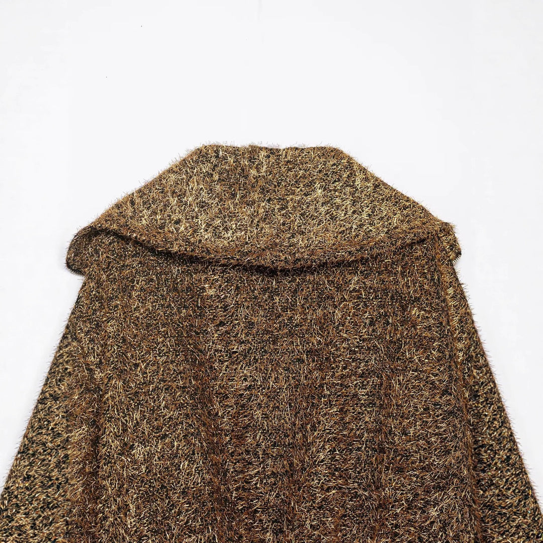 Damen nan cropped Glitzer-Strickjacke mit Reißverschluss und weitem Schalkragen Drune