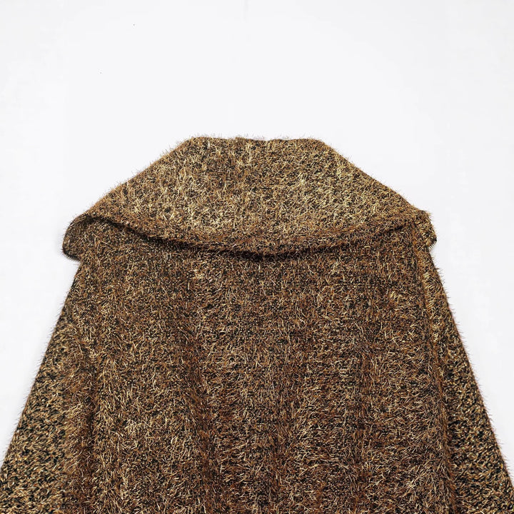 Damen nan cropped Glitzer-Strickjacke mit Reißverschluss und weitem Schalkragen Drune