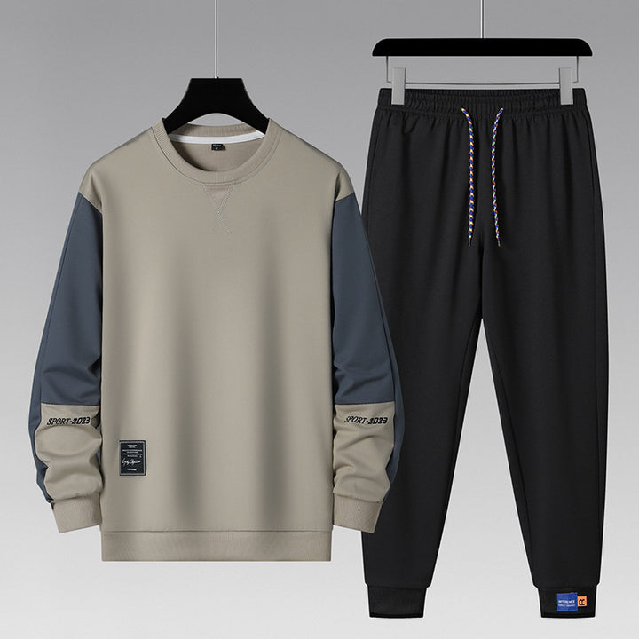 Herren sportliches Jogginganzug-Set mit kontrastärmeln, elastischem Bund und atmungsaktivem Sweatshirt Drune
