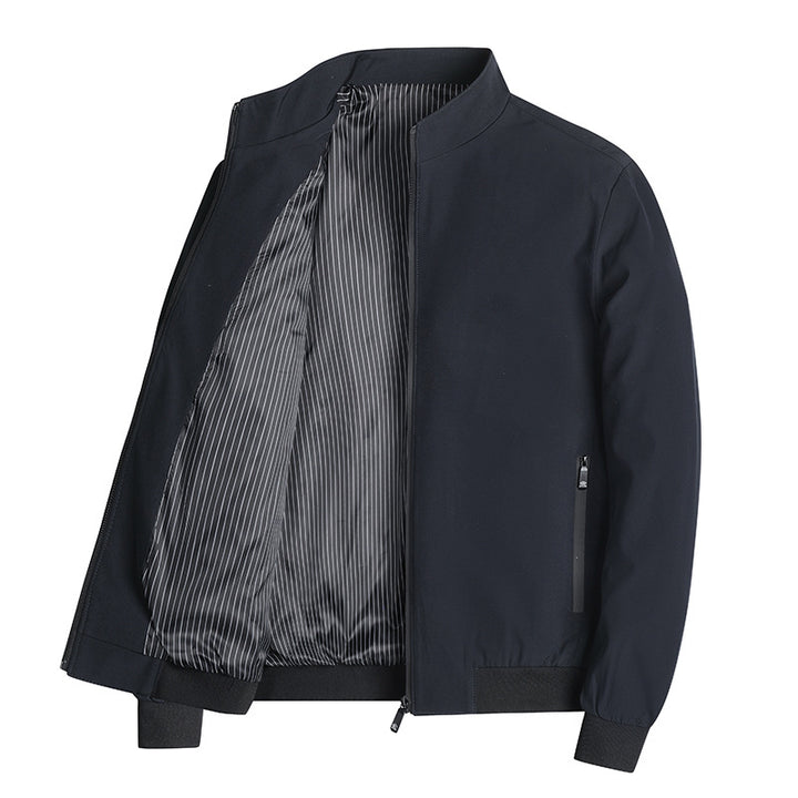 Herren leichte Blousonjacke mit Stehkragen, gestreiftem Innenfutter und Reißverschlusstaschen Drune