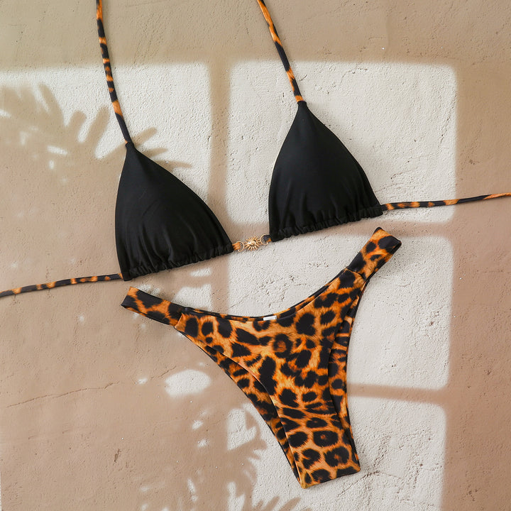 Damen Modischer Triangel-Bikini mit verspieltem Schmuckelement Drune