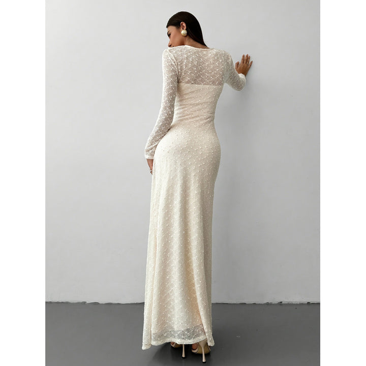 Damen Maxikleid mit transparenten Ärmeln Drune