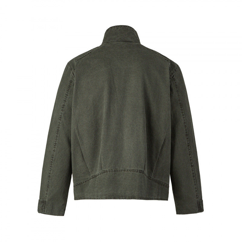 Herren Kurzjacke aus Canvas im Field‑Style mit Stehkragen, Reißverschluss und Multifunktionstaschen Drune