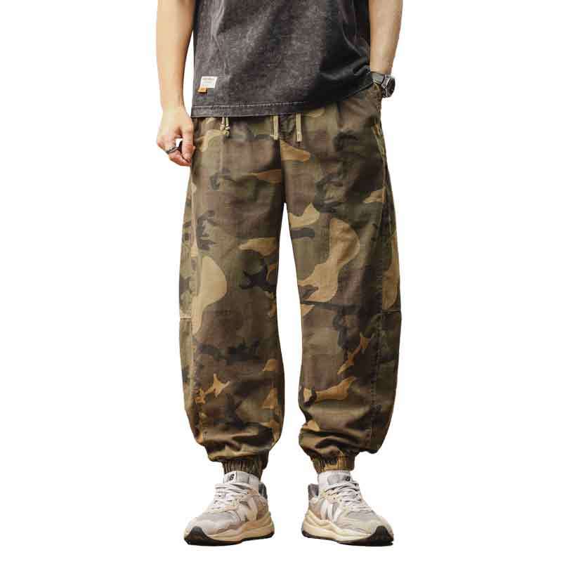 Herren Camouflage Cargohose im Jogger‑Stil mit Tunnelzugbund und elastischen Bündchen Drune