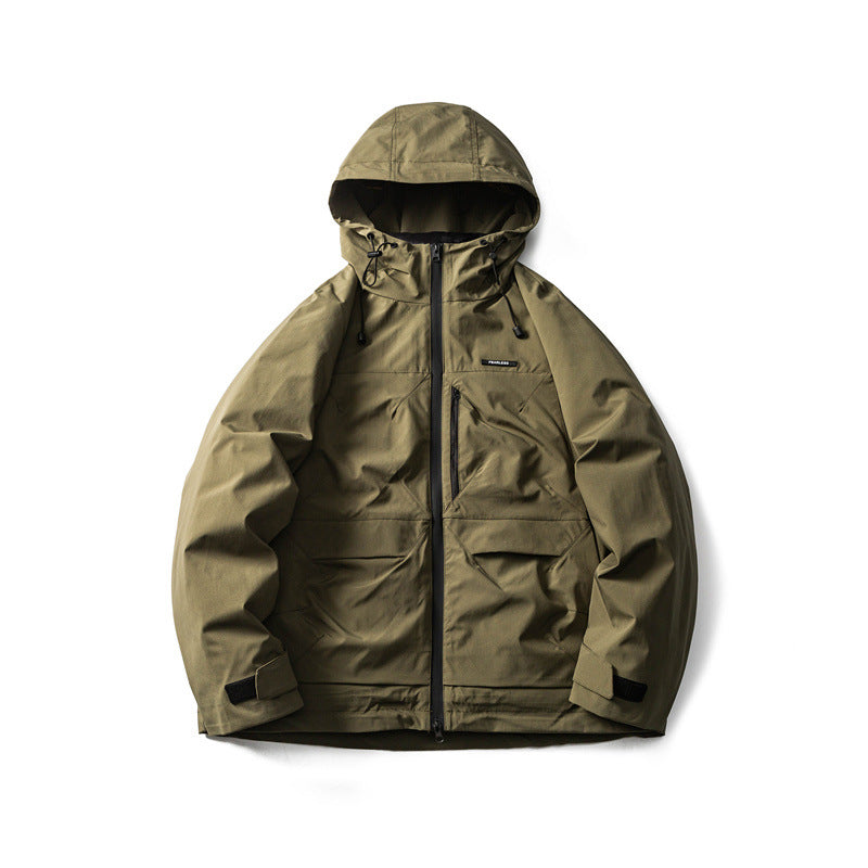 Herren Funktionelle Outdoor-Softshelljacke mit Kapuze und Mehrfachtaschen Drune