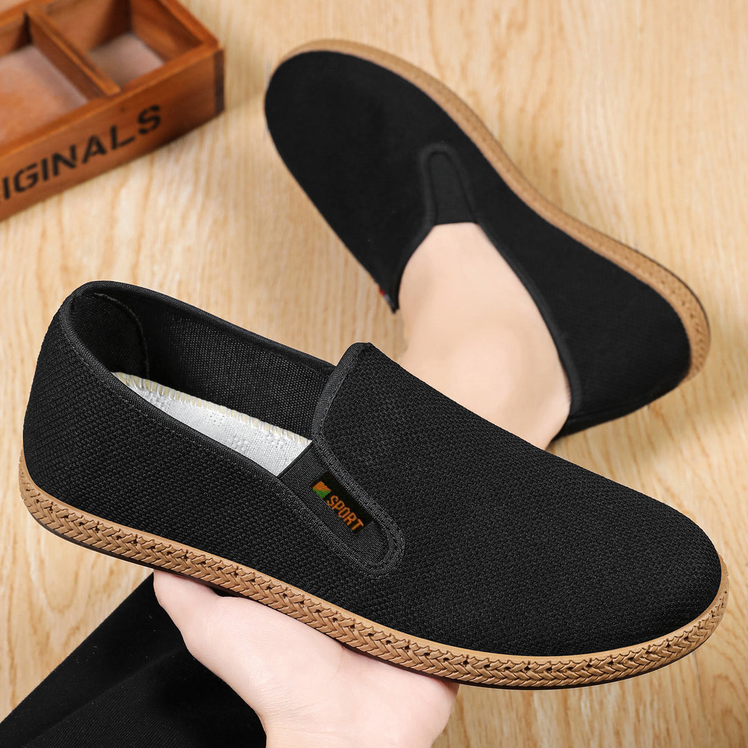 Herren nan leichter Slip-On Freizeitschuh aus atmungsaktivem Strick mit geflochtener Leichtsohle Drune