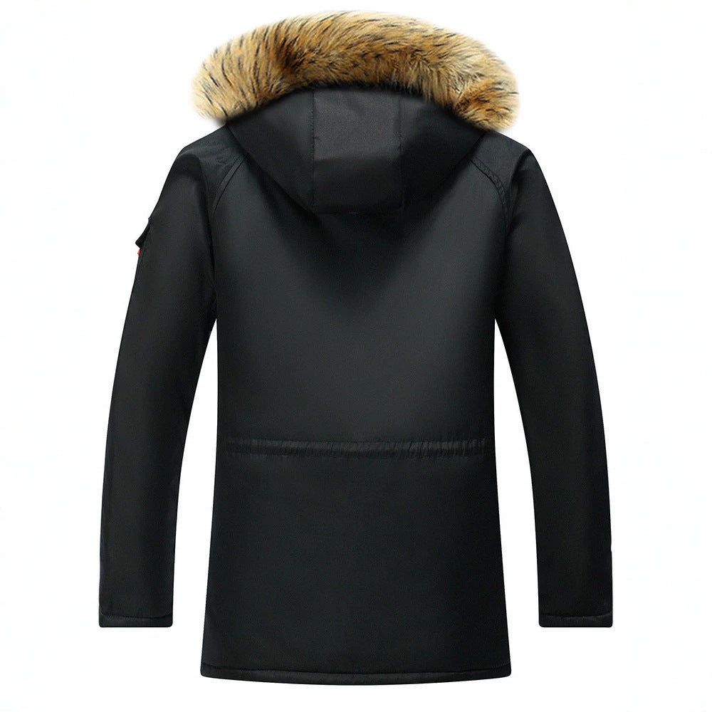 Herren Urbaner Winterparka im Fieldstil mit abnehmbarem Kunstfellbesatz und multifunktionalen Taschen Drune