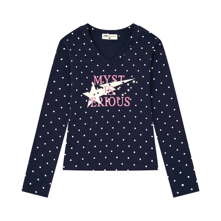 Damen Langarmshirt aus Baumwolljersey mit Pünktchenmuster und Statement-Sternprint Drune
