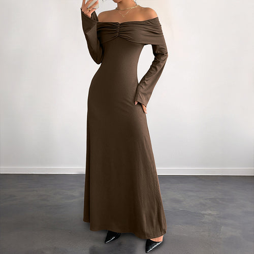 Damen Elegantes Off-Shoulder Maxikleid Drune