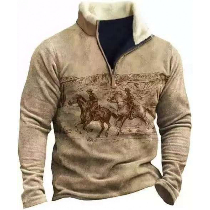 Herren Modischer Hoodie mit Kapuze und maritimem Druck Drune