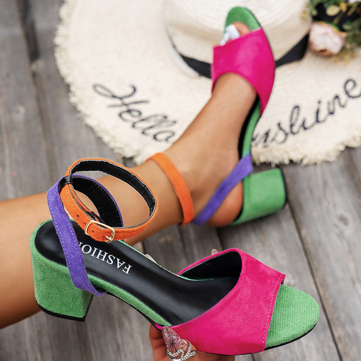 Damen Elegante Sandalen mit verstellbarem Riemen und blockiertem Absatz Drune