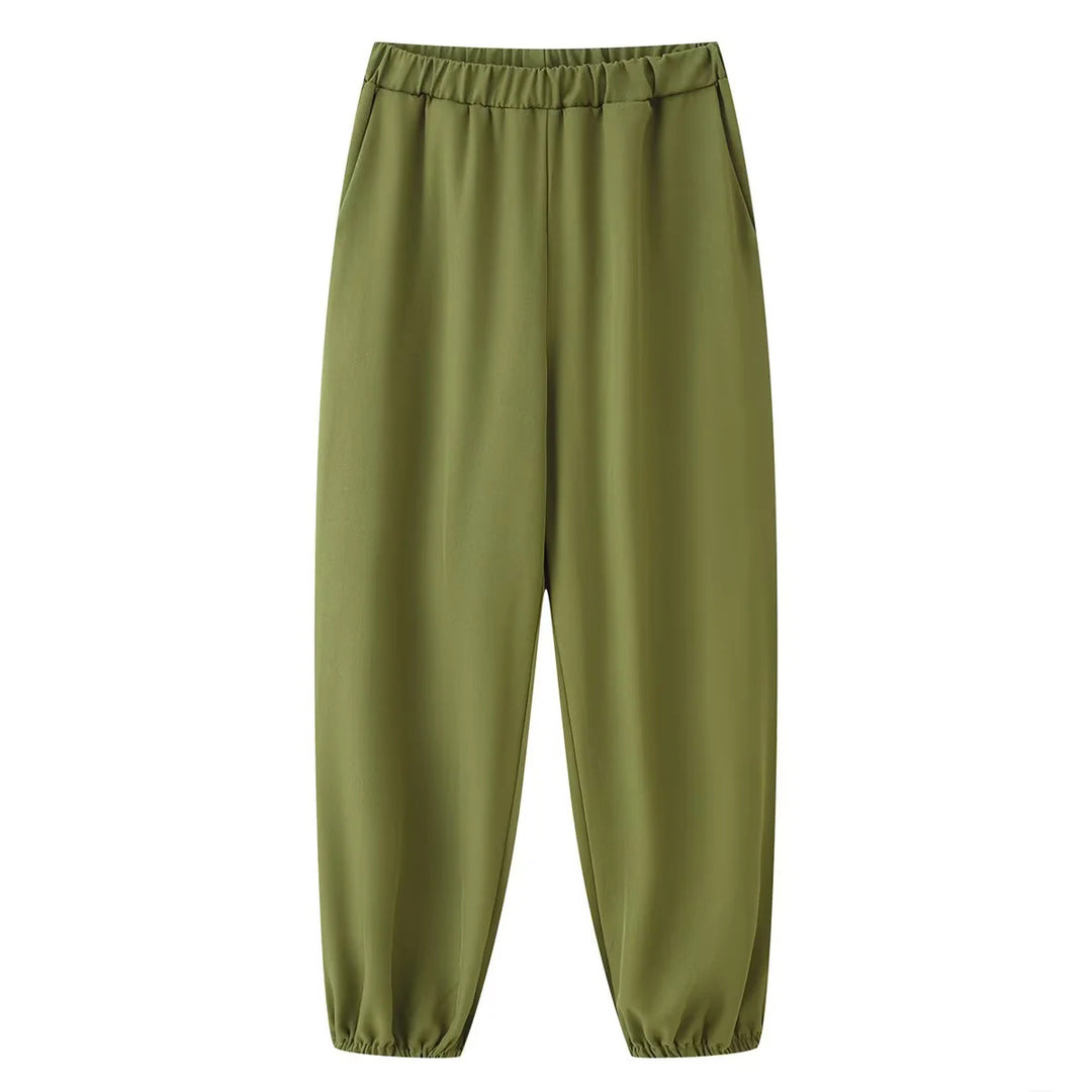 Damen nan lockere Highwaist-Jogginghose mit elastischem Bund und gerafften Knöchelabschlüssen Drune