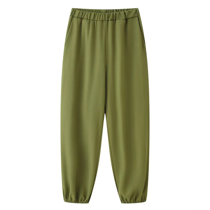 Damen nan lockere Highwaist-Jogginghose mit elastischem Bund und gerafften Knöchelabschlüssen Drune