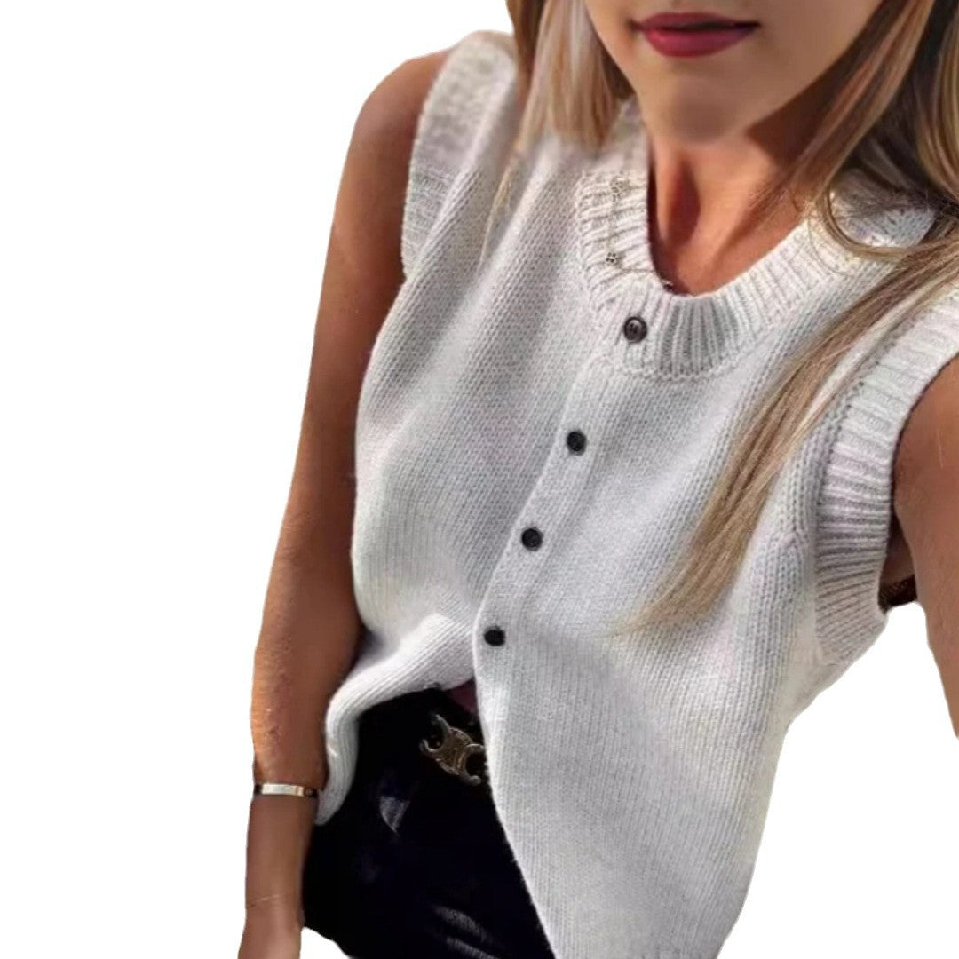 Damen Strickweste mit Knopfleiste und modernem Schnitt Drune