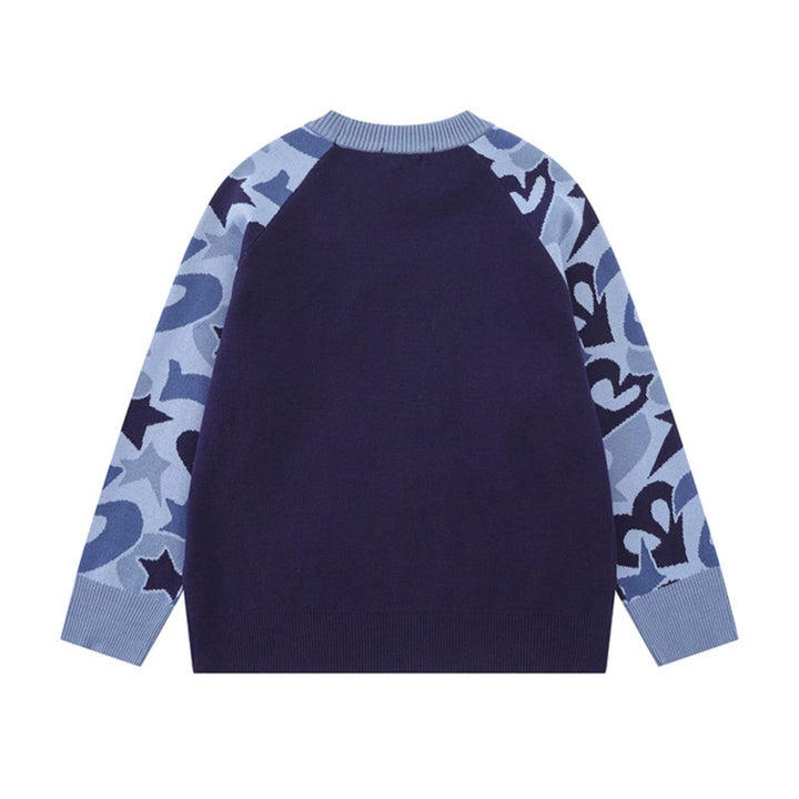Damen Strickpullover mit Raglanärmeln, Statement-Jacquardärmeln und geripptem Saum Drune