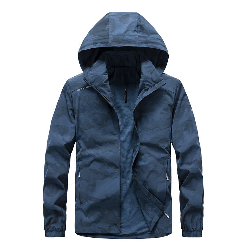 Herren Ultraleichter Softshell-Hoodie mit Tarnmuster, wasserabweisend und atmungsaktivem Meshfutter Drune