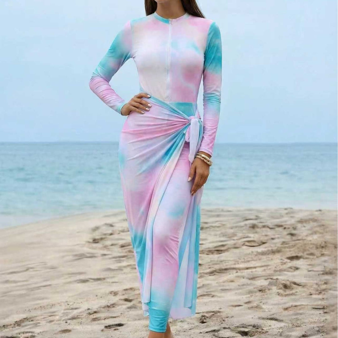 Damen Eleganter Surfanzug mit Reißverschluss und Wickeldetail Drune