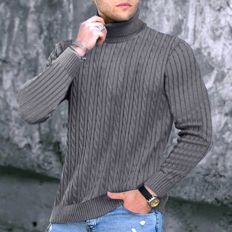 Herren eleganter Rollkragenpullover mit exquisiter Zopfmusterstruktur Drune