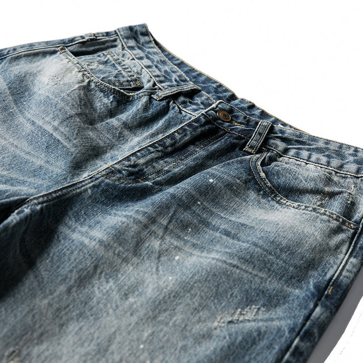 Herren Weite Baggy-Jeans mit Used-Waschung, Paint‑Splatter‑Effekt und Relaxed‑Silhouette Drune