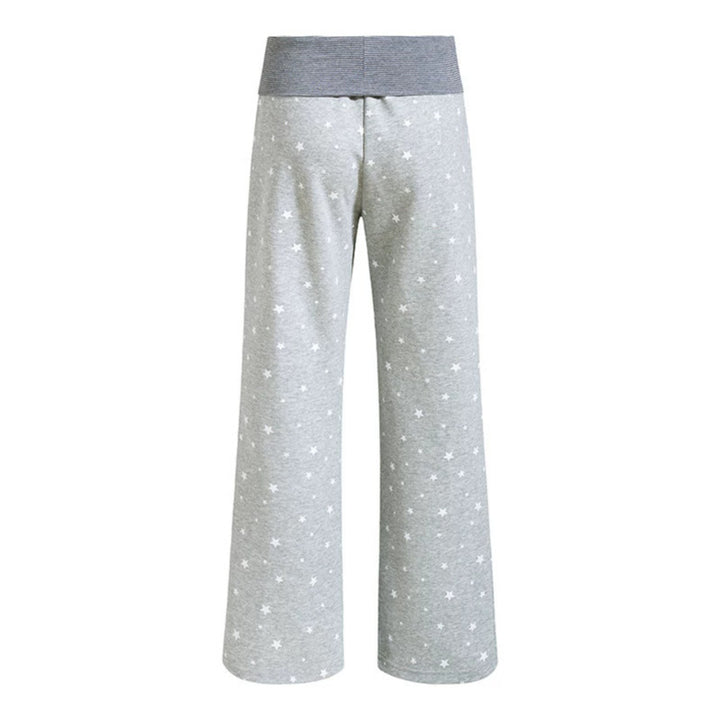 Damen Lounge-Hose mit weitem Bein, hohem Rippbund und Sternenprint Drune
